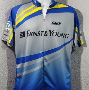 Men's Blue and Gray Short-Sleeve Cycling Jersey